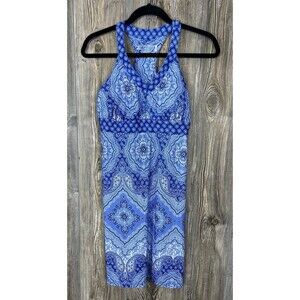 ZX Outdoor Lifestyle Dress Size S Athletic Dress V Neck Racerback Blue Paisley